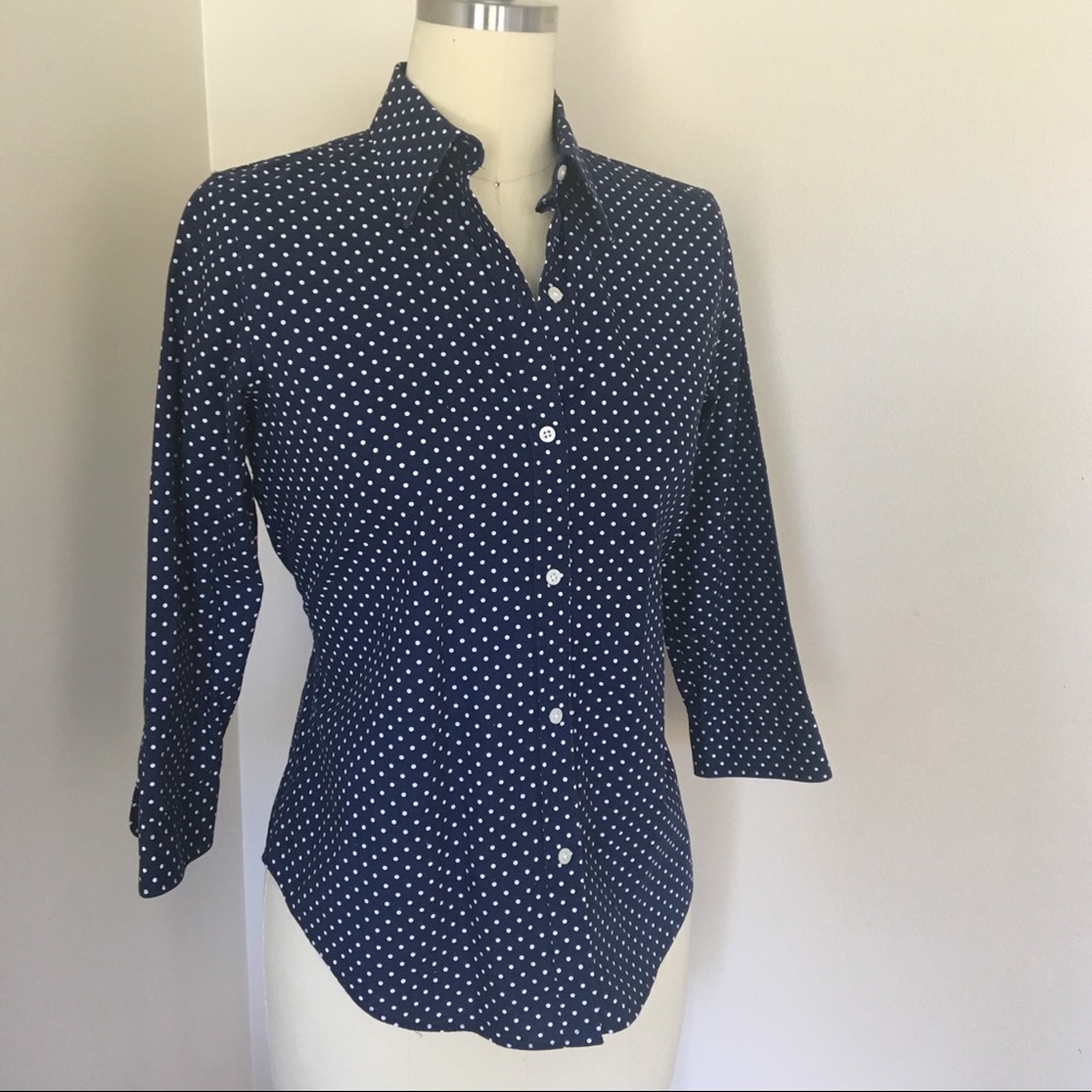 Navy Ralph Lauren Polka Dot Dress Shirt